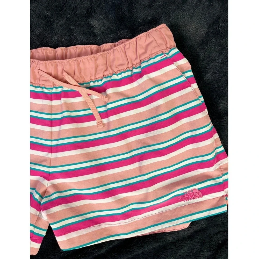 The‎ North Face Retro Women's Athletic Shorts XL Pink Striped Activewear